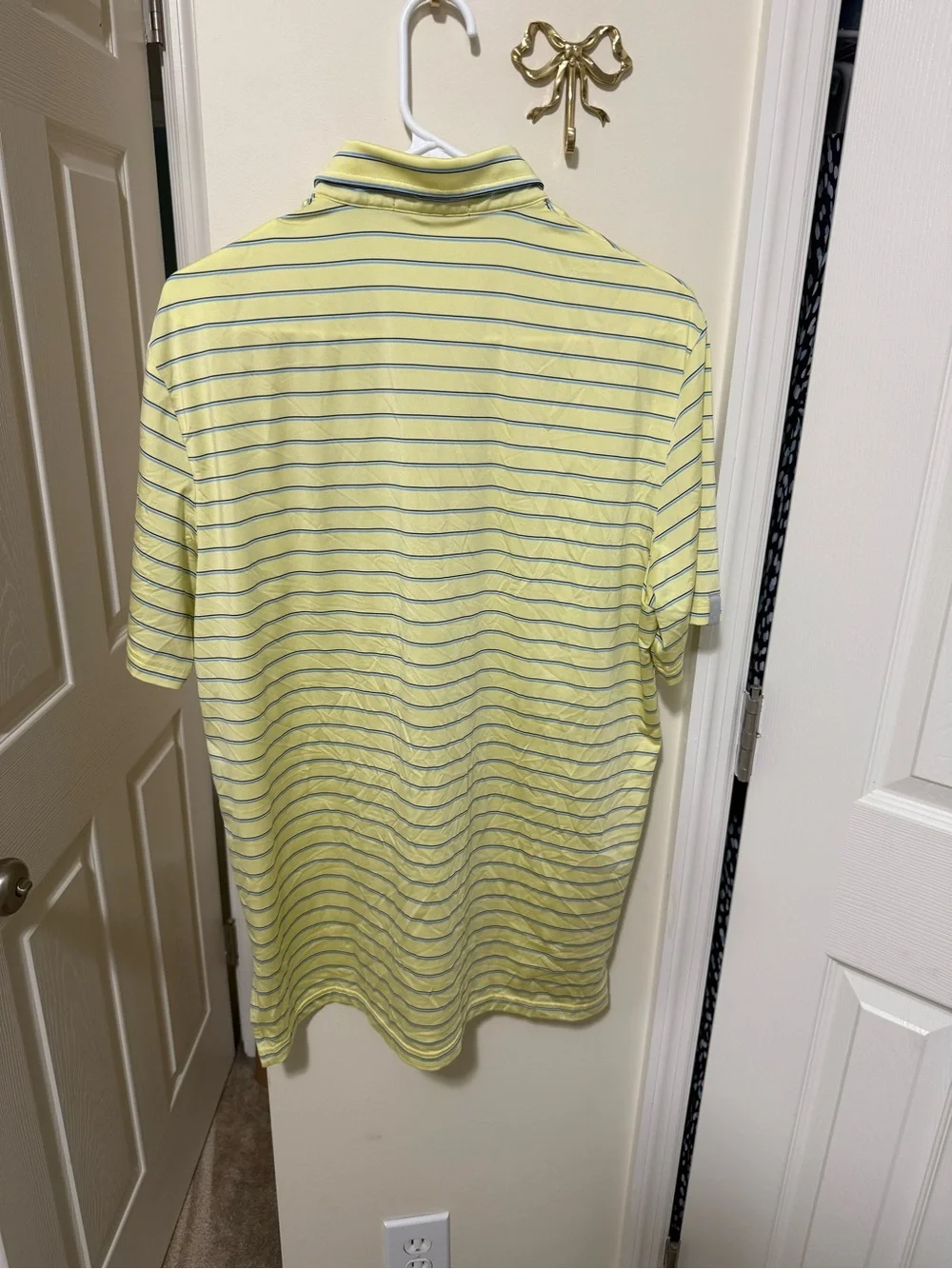 Ralph Lauren Yellow Striped Polo with US Open Pinehurst Embroidered Logo